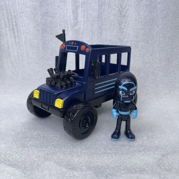PJ Masks Night Ninja Bus Vehicle & Figure Playset Blue Black Engine Push Along - Picture 1 of 12